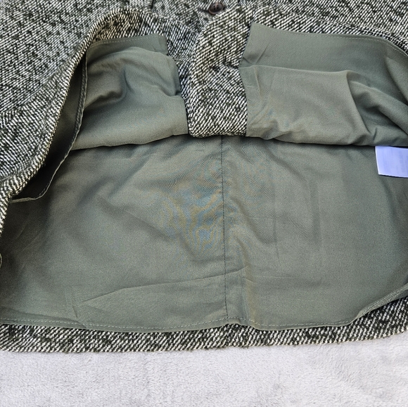 Madewell Green Herringbone Tweed Button Front Wool Blend Lined Mini Skirt Size 8 - Picture 7 of 16